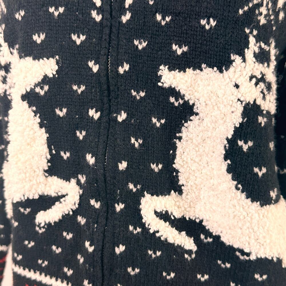 J.Jill Holiday Christmas Deer Valley Reindeer Zip Up Sweater Size XS - Picture 3 of 9
